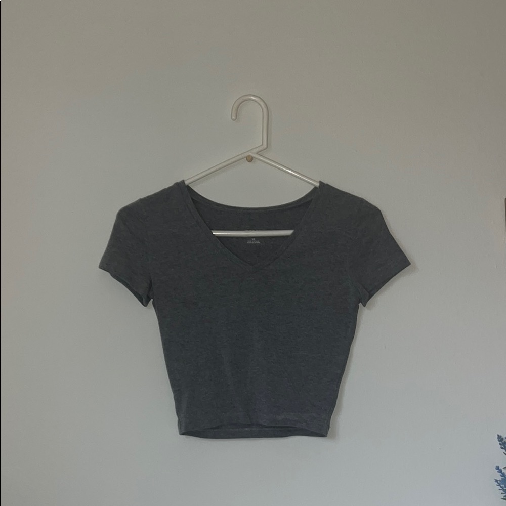 Classic Gray V-Neck Women's Top